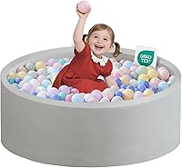 Zedachica Toddler Ball Pit 35.43" Soft Memory Foam Round Play Pool - Safe Indoor Fun for Babies Girls Boys Grey No Balls