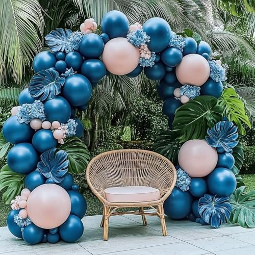 Image of 108Pcs Double Stuffed Dusty Blue Balloon Garland Arch Kit