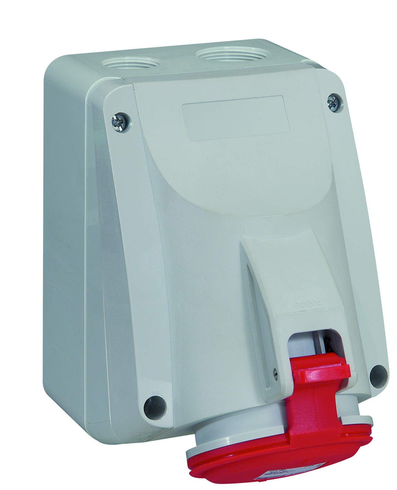 Legrand 555258 32A-400 V fixed surface socket, red 4 pins (3P+ PE), protection class IP44, IK09, 380V~ to 415V~, Red and gray