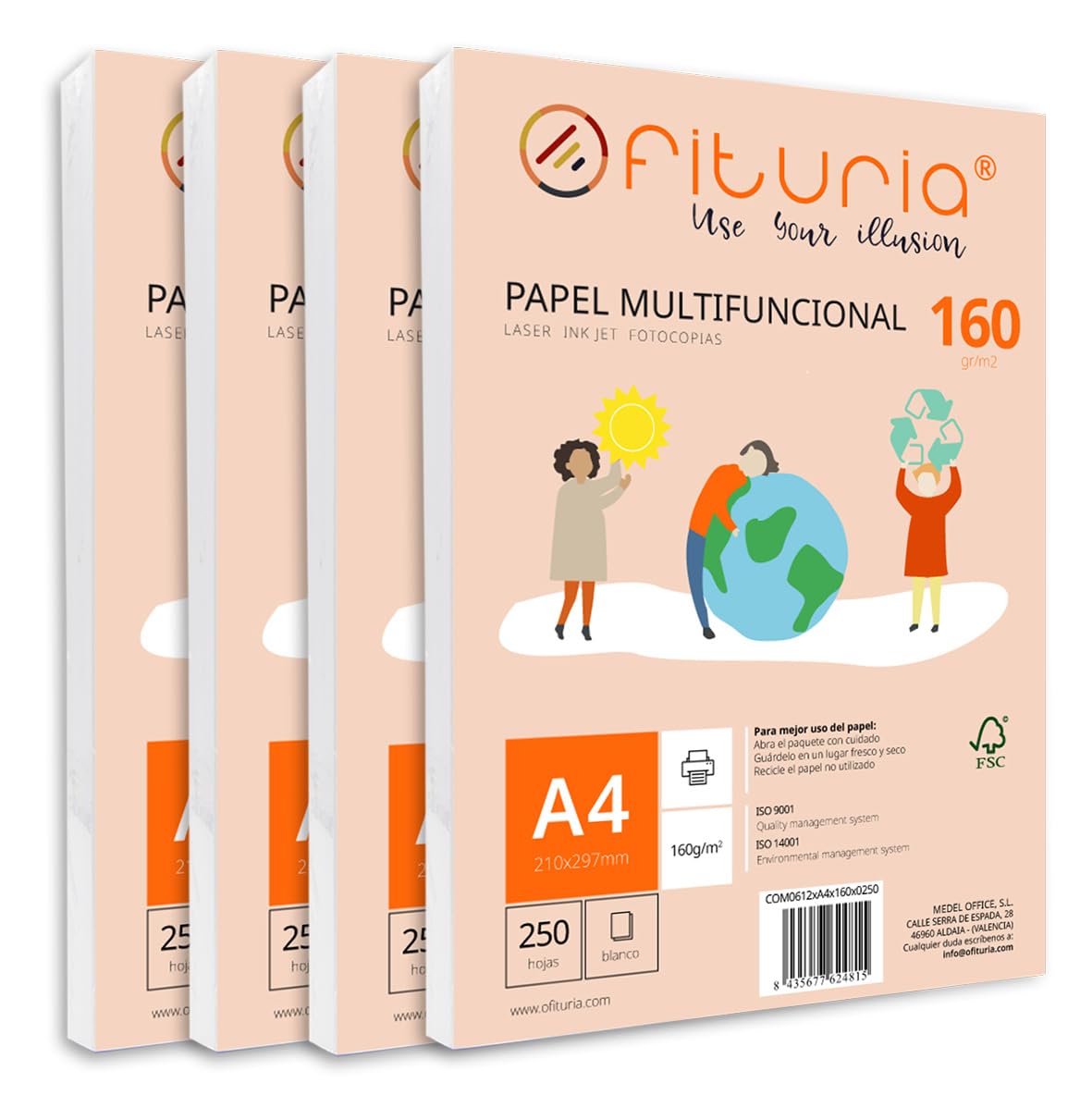 160g A4 Paper Ream with 1000 White Sheets Multifunctional Printer Paper Ideal for School Use and Work Environments Perfect for Laser, Injection or Photocopying Printers - Ofituria