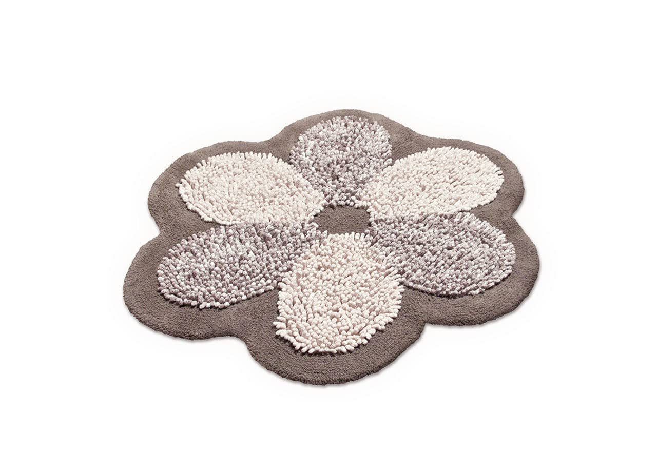 BIANCHERIAWEB Tappeto A Fiore Casa Bagno Cotone Spugna Morbida Antiscivolo Flower Tortora