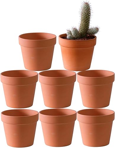 Yishang 4.6 Inch Terracotta Clay Pots Pack of 8 - Mini Hand Craft Nursery Plant Pot Succulent Cactus DIY Pottery Planter Home Garden Windowsill