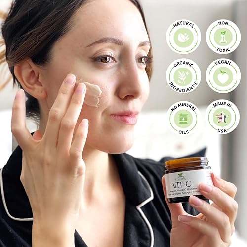 Miniatura 6 de Clearly VIT-C, crema de vitamina C para cara, hidratante antienvejecimiento con vitamina E, extractos de bayas orgánicas y corteza de sauce,