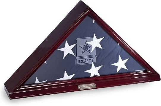 Bey-Berk Custom Personalized US Army American Flag Display Case for 5 x 9.5 ft Funeral or Burial Flag Mahogany