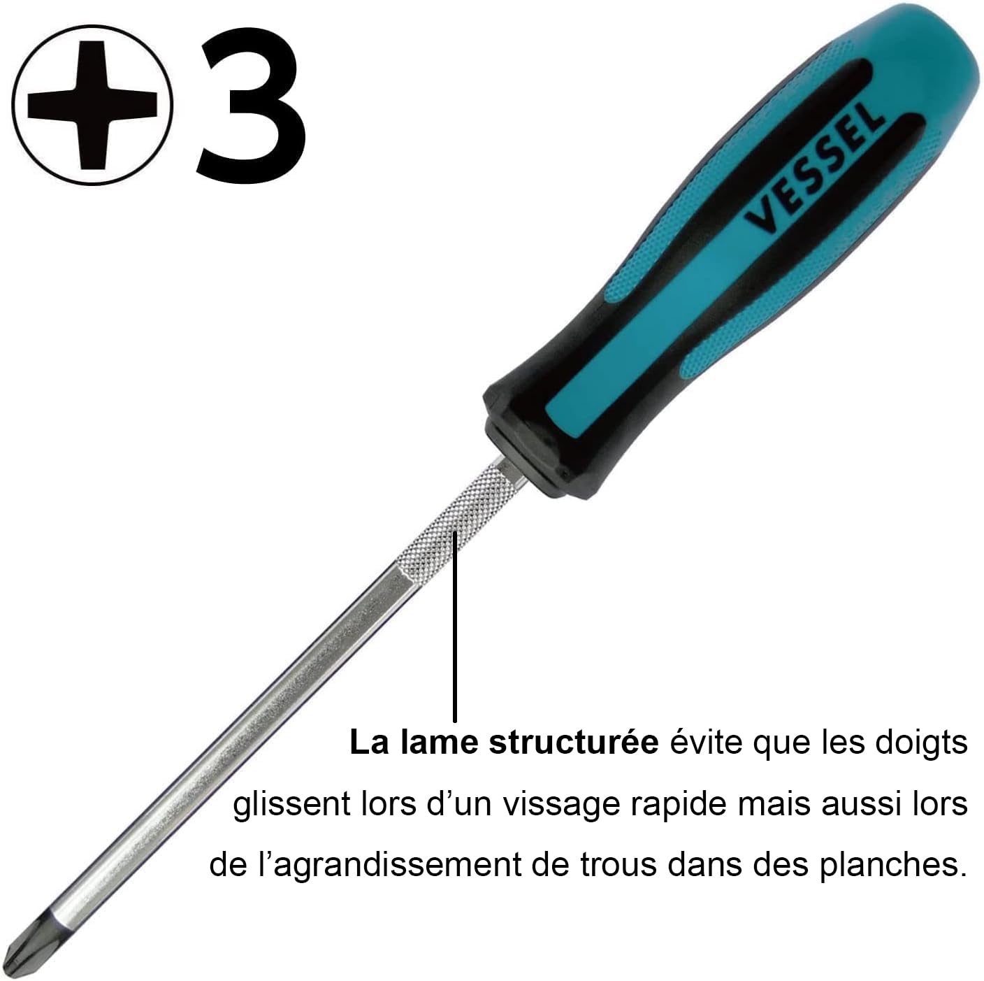VESSEL Standard Screwdriver MEGADORA 900 (+) 3X150, Blue-green - Image 2