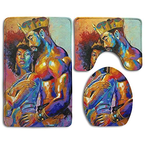EVERMARKET Soft Comfort Flannel Bathroom Mats,Anti-Skid Absorbent Toilet Seat Cover Bath Mat Lid