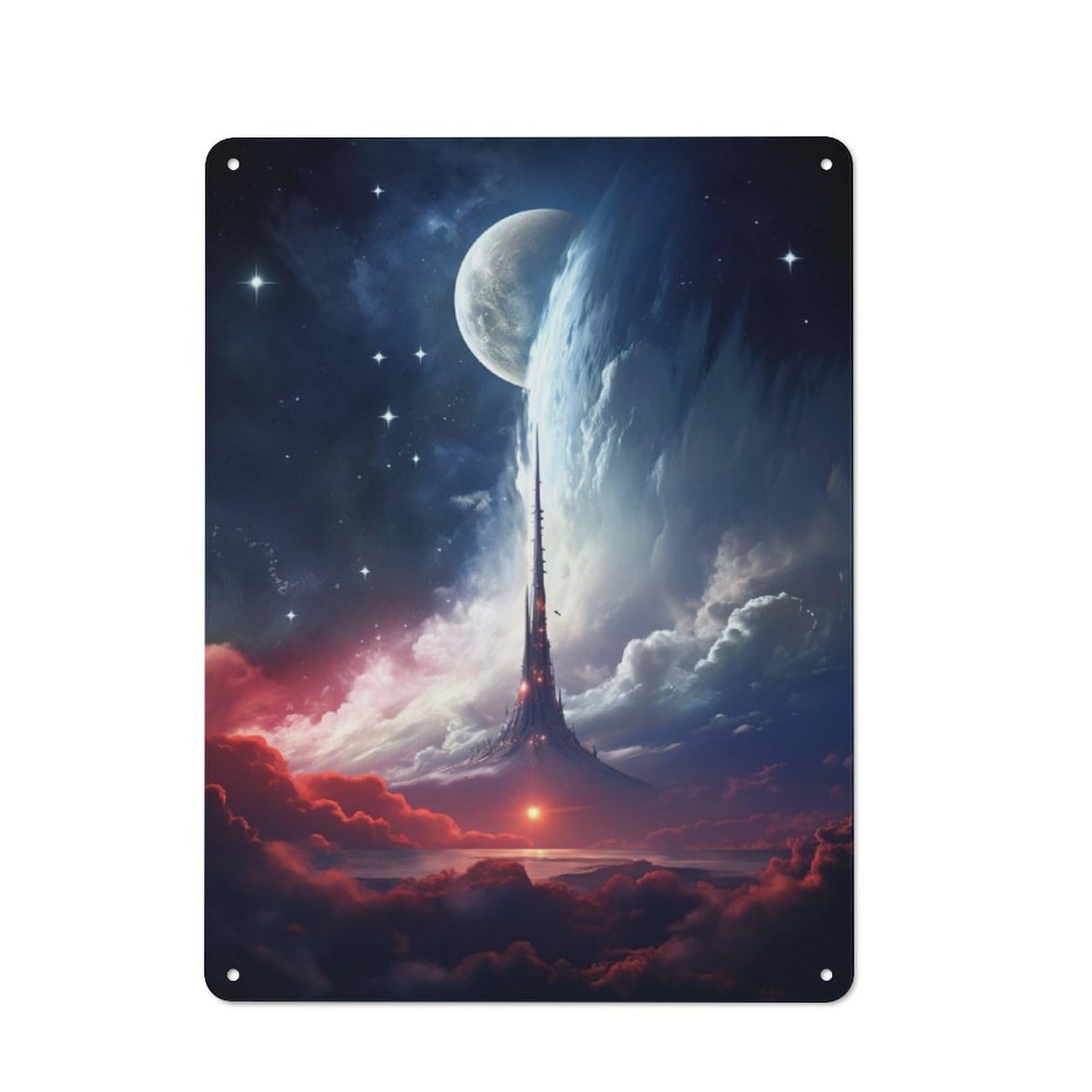 Junmoney Planet Plateau Landscape Tin Wall Plaque 40X30cm With For Guest Room Or Hallway, For Home Office, Studio And Craft Room Walls