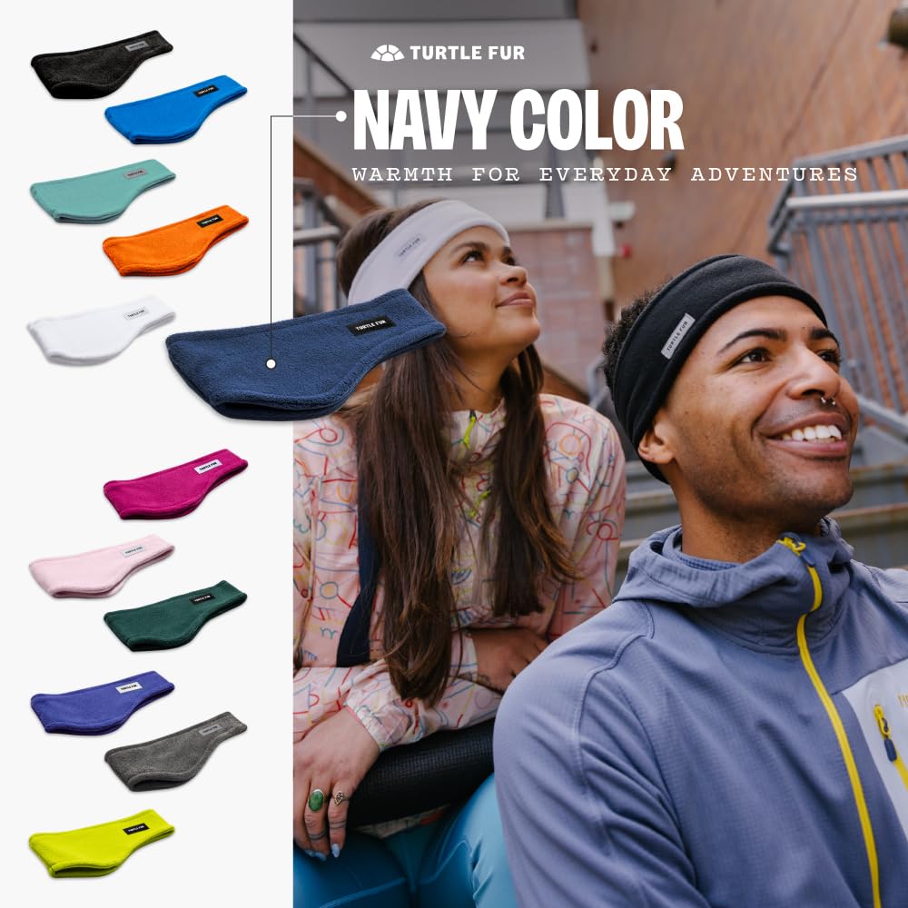 Turtle Fur Double-Layer Bang Band, Chelonia 150 Fleece Headband,Navy,One Size