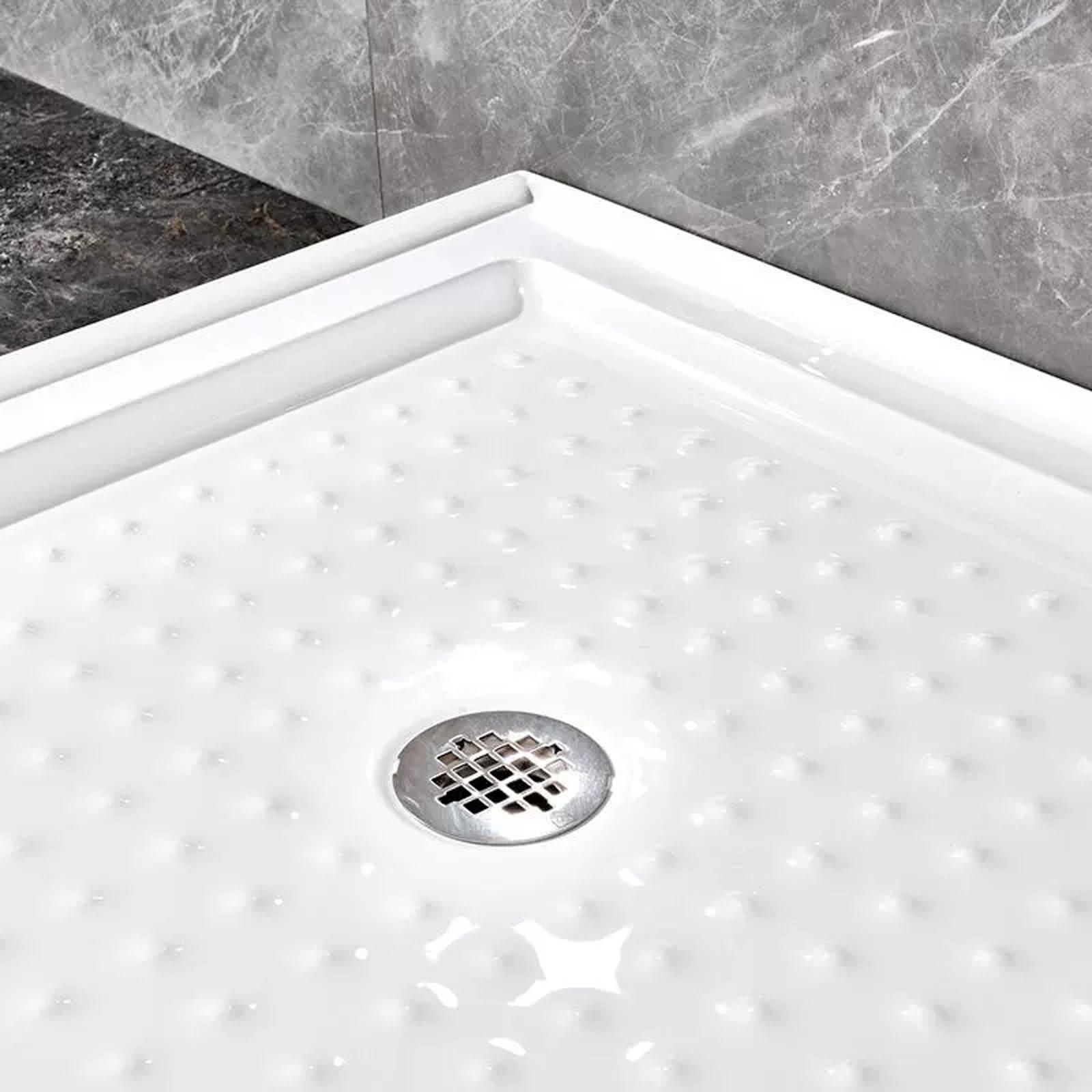 Pogrubiona akrylowa patelnia prysznicowa do kampera – antypoślizgowa, teksturowana, kwadratowa taca podstawowa z centralnym odpływem do renowacji łazienki, 90 x 90 cm (35 x 35) – trwały, nowoczesny
