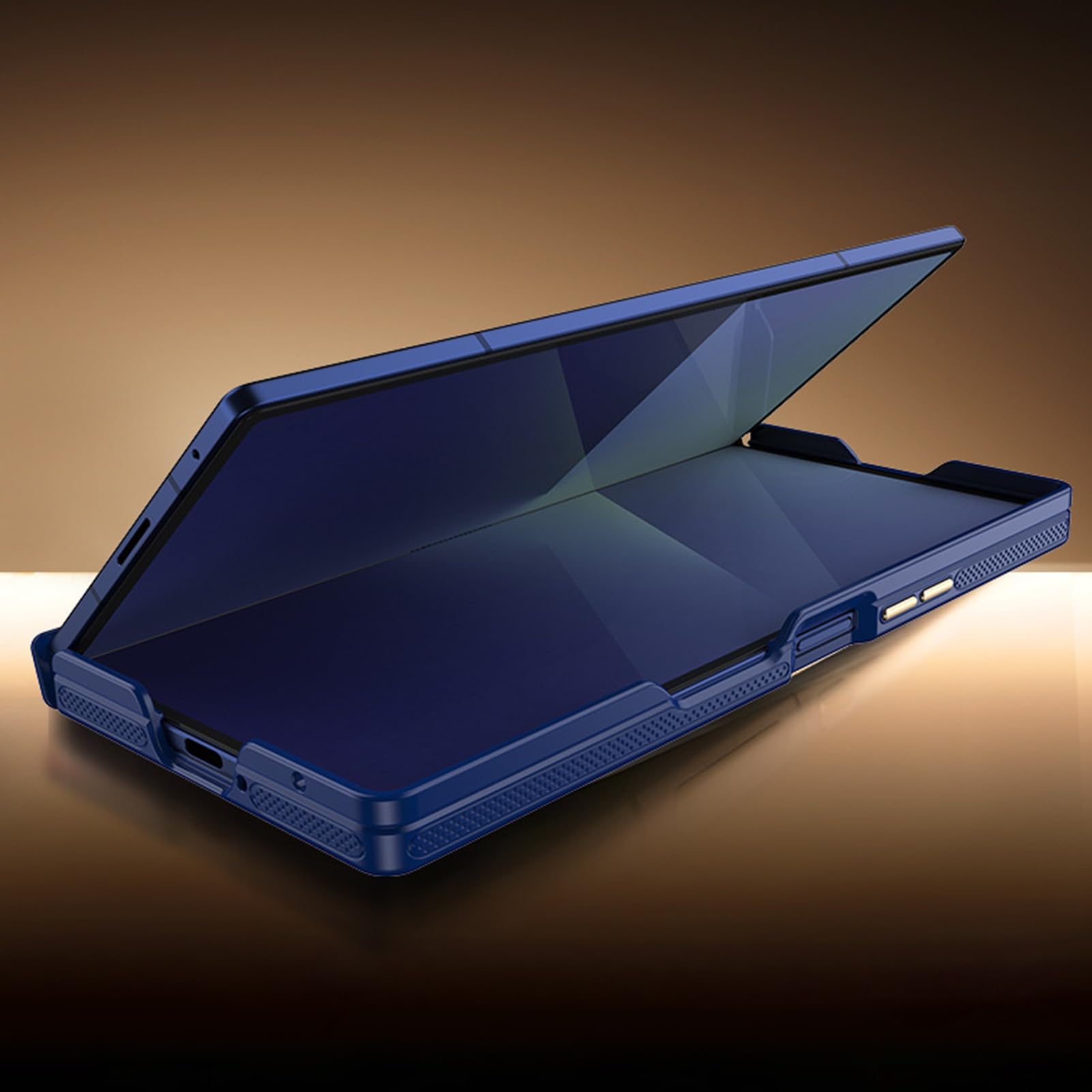 Custodia Magnetica Per Samsung Galaxy Z Fold 8, Pelle, Cerniera, Slim | Pelle fiore minimalista con protezione cerniera. Antishock, antimpronta, carica wireless(Black)