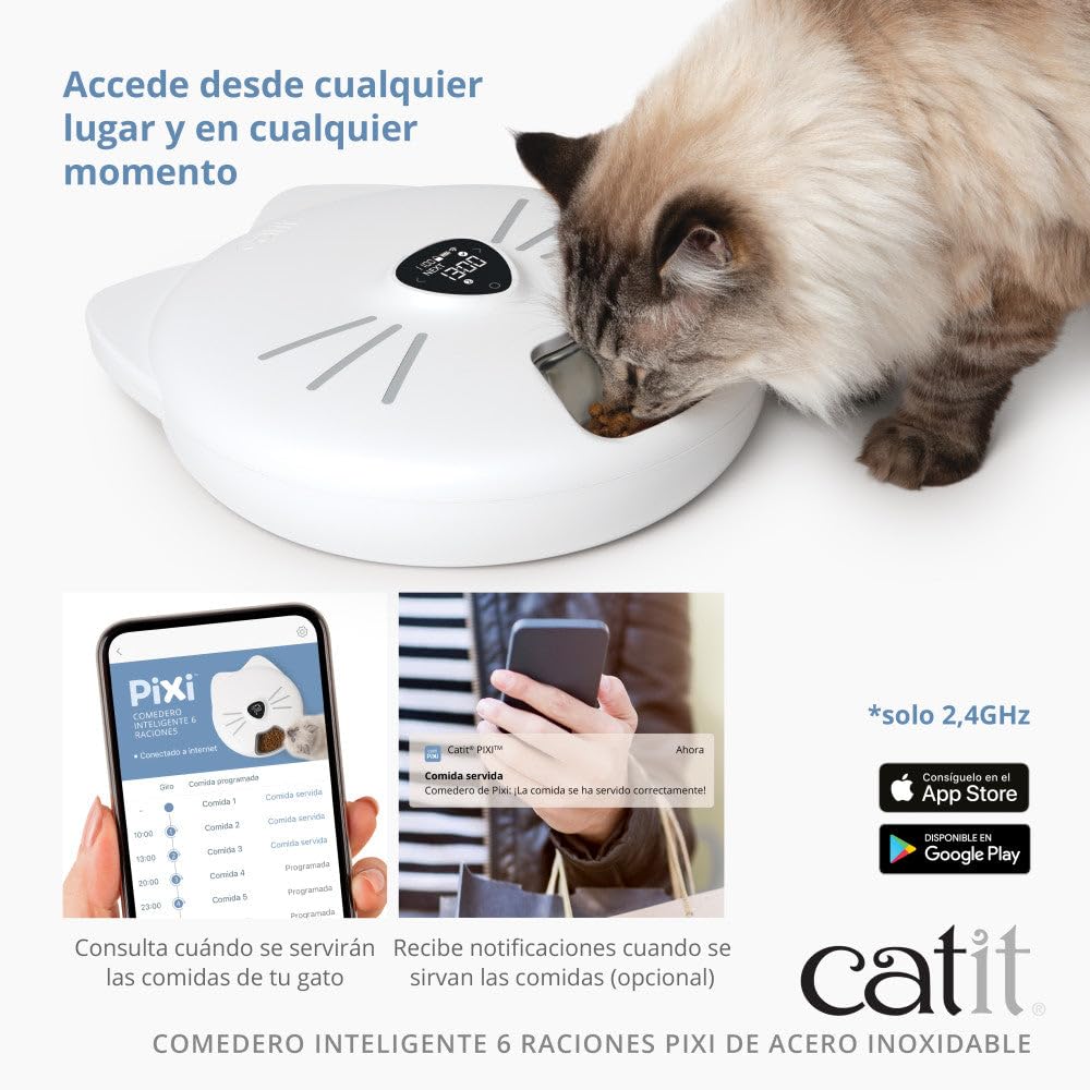 Catit PIXI Smart 6-Meal Feeder – Automatic Cat Feeder with App Control, Stainless Steel Tray, Custom Schedule, Ice Packs, for Dry & Wet Food - image 4