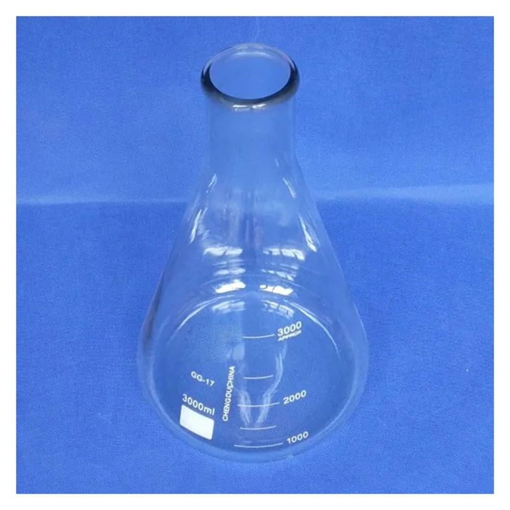 Cristalería de Laboratorio Matraz Erlenmeyer de vidrio de 3000 ml, matraz cónico de laboratorio, matraz triangular de vidrio de 3000 ml, GG17