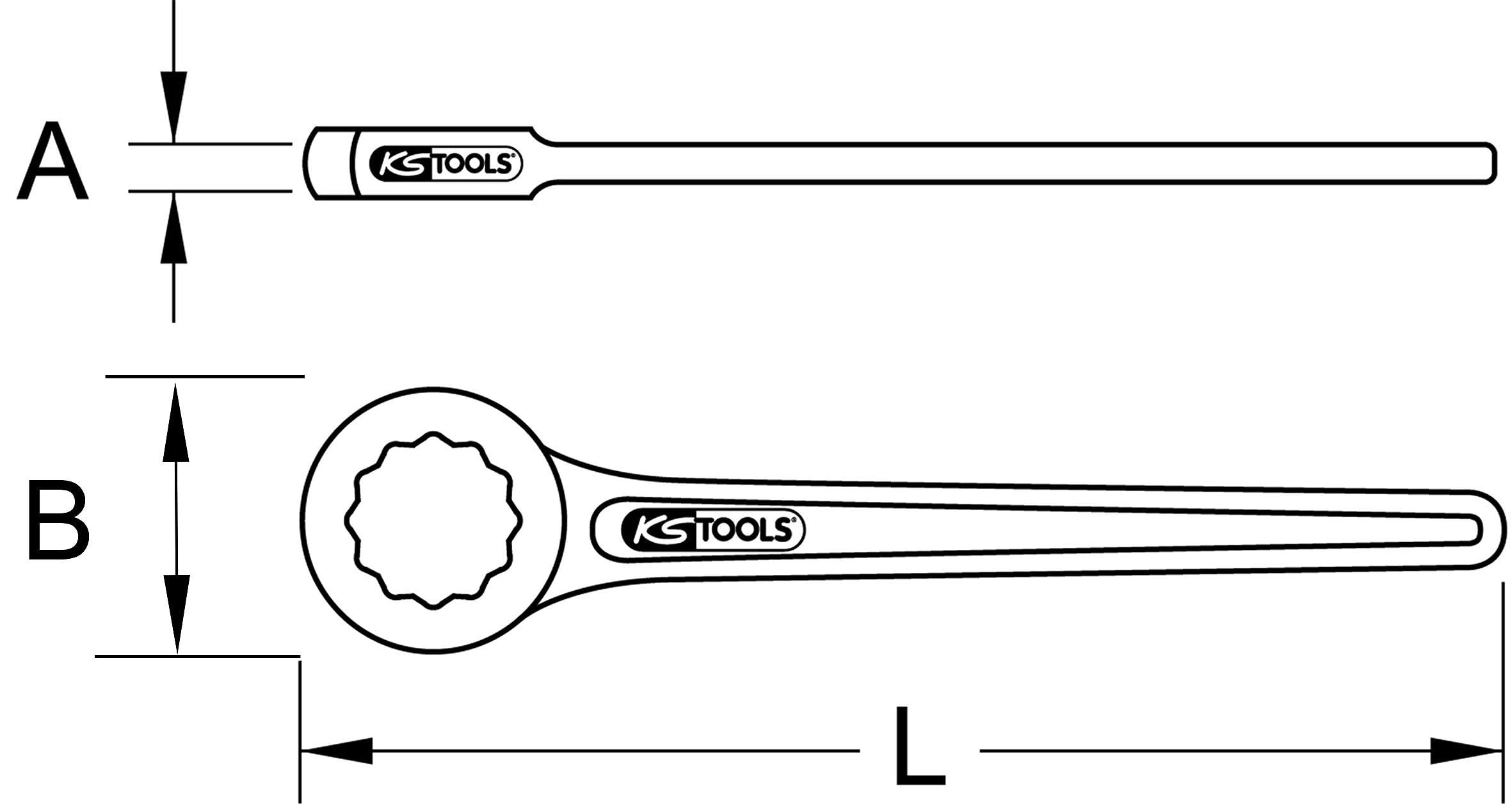 KS Tools 517.2561 70mm Straight Deep Ring Spanner, Chrome - Image 2