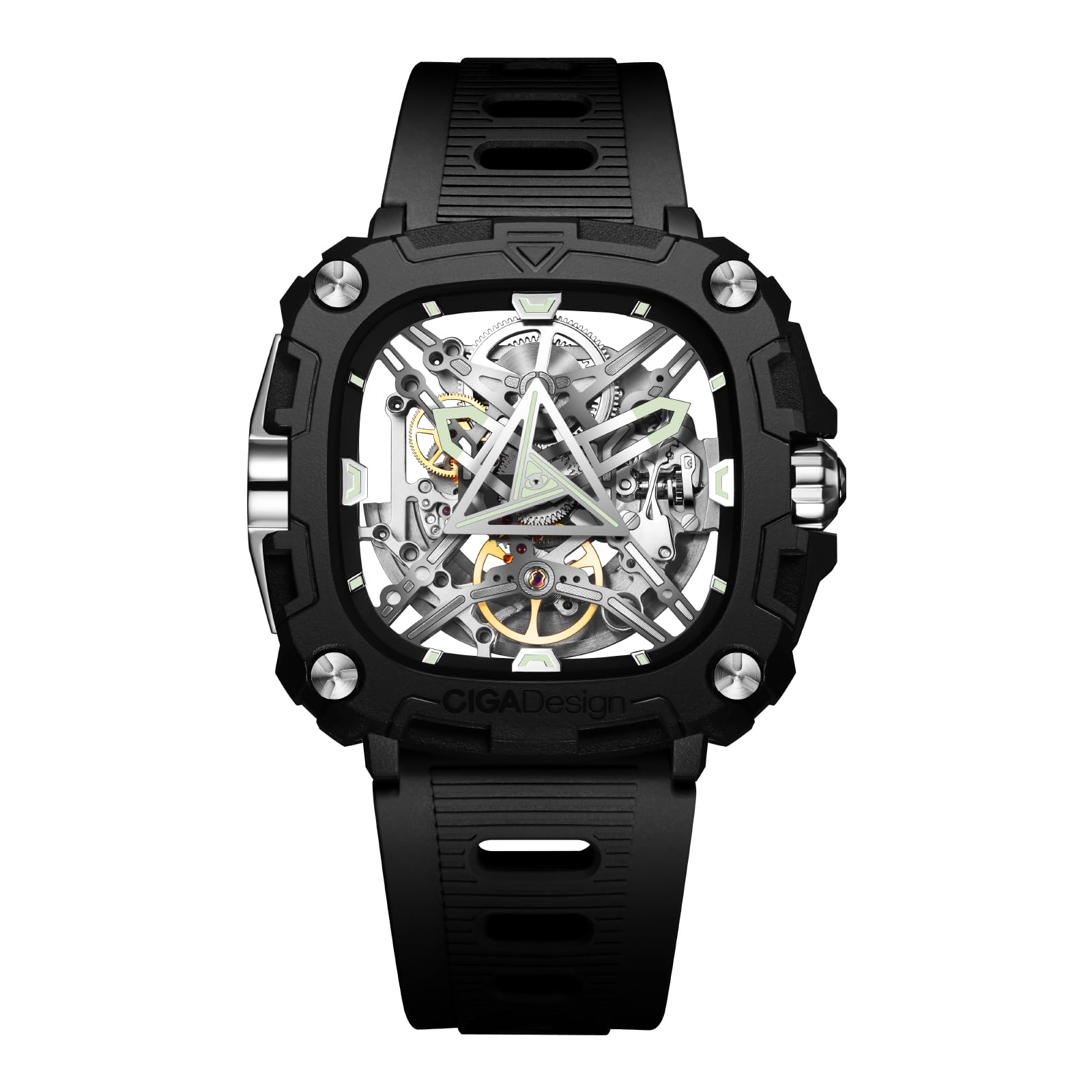 CIGA Design Orologio meccanico automatico, serie X, Eye of Horus, da uomo, con cassa in bioceramica e cinturino in silicone, Moderno