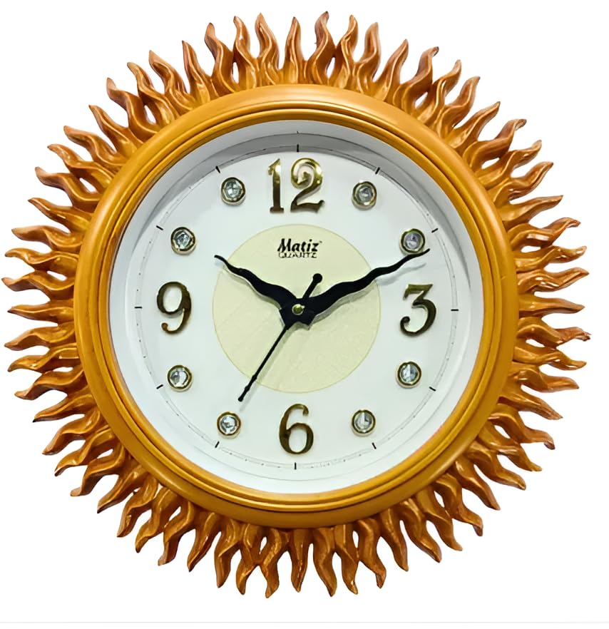 Image of Matiz Analog 30 cm X 30 cm Wall Clock | Brown | with Glass | Standard| 327 Light Brown