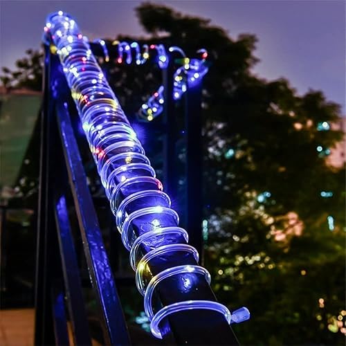 Miniatura 7 de YFEIQI Cuerda de luces solares para manguera (50  300 LED opcionales), guirnalda impermeable para iluminación festiva de jardín al aire