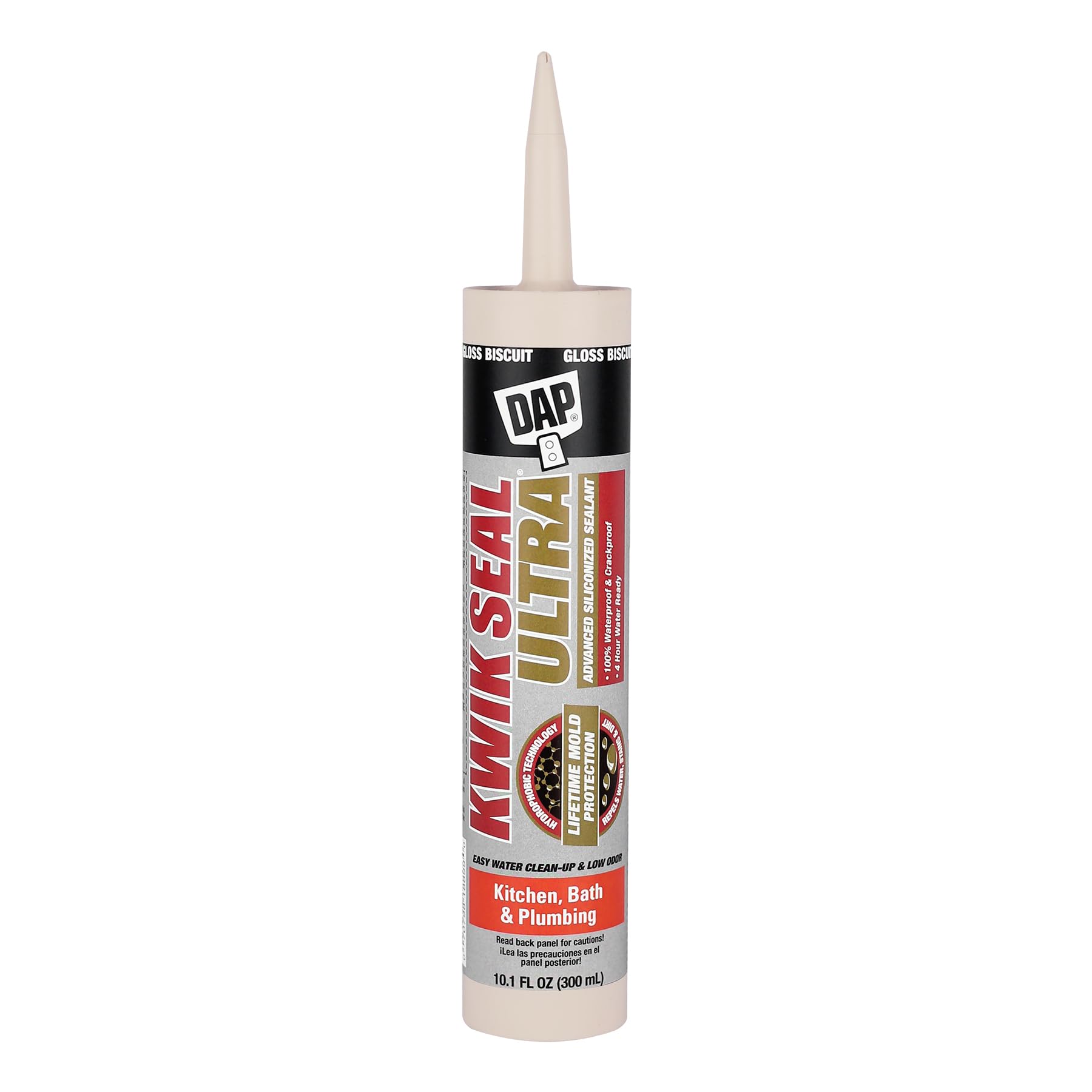 DAP 18899 Silicone-Caulk, 10.1 oz, Biscuit, 10 Fl Oz