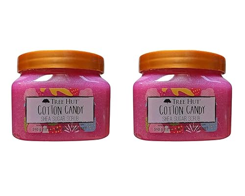 Tree Hut - Exfoliante de karité de algodón de azúcar de 18 onzas. Hecho con azúcar real, manteca de karité certificada y extracto de fresa! disponible en Yaxa El Salvador