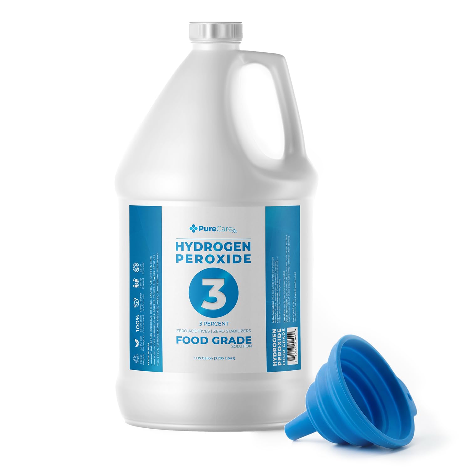 3% Food Grade Hydrogen Peroxide (1 Gallon) - No Added Stabilizers - Made in The USA derived from 35% Food Grade Hydrogen Peroxide
