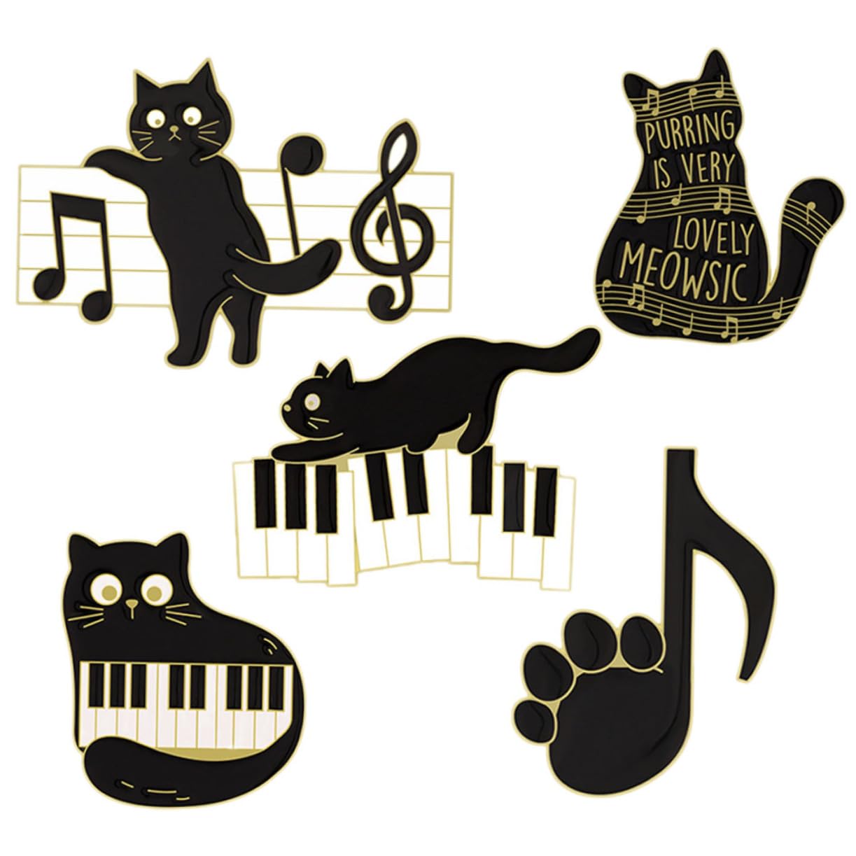 Beavorty Corsage Brosche Musik Emaille Anstecknadeln Brosche Anstecknadel Kleidungsbrosche Damen Katzen Klavier Anstecknadel Katzen Anstecknadeln Süße Anstecknadel Katzenbrosche
