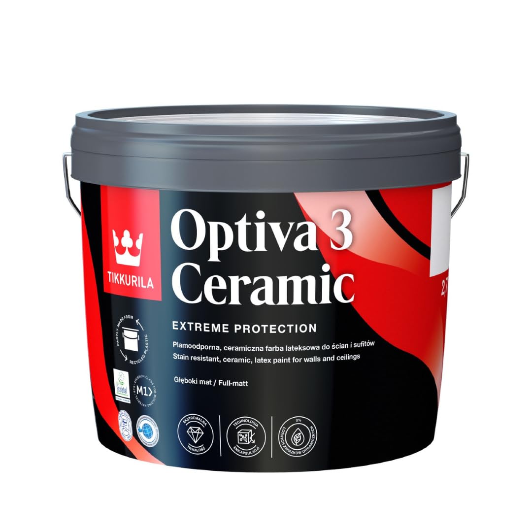 Tikkurila Dark Colours (Customise Now) Optiva 3 - Durable Super Flat Matt Paint For Walls & Ceilings - Zero Voc, Scrubbable, Easy To Clean - 3 Litres