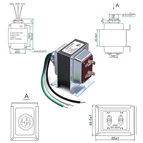 Miniatura 5 de Transformador de timbre de puerta, 16 V 30 VA compatible con Ring Pro Nest Hello Hardwired Door Timbre Transformer-UL certificado