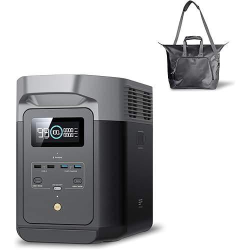 EF ECOFLOW Portable Power Station DELTA 2 with Waterproof Handbag, 1024Wh LiFePO4 Battery, 1800W AC/100W USB-C Output, Solar Generator(Solar Panel Optional) for Home Backup, Camping & RVs