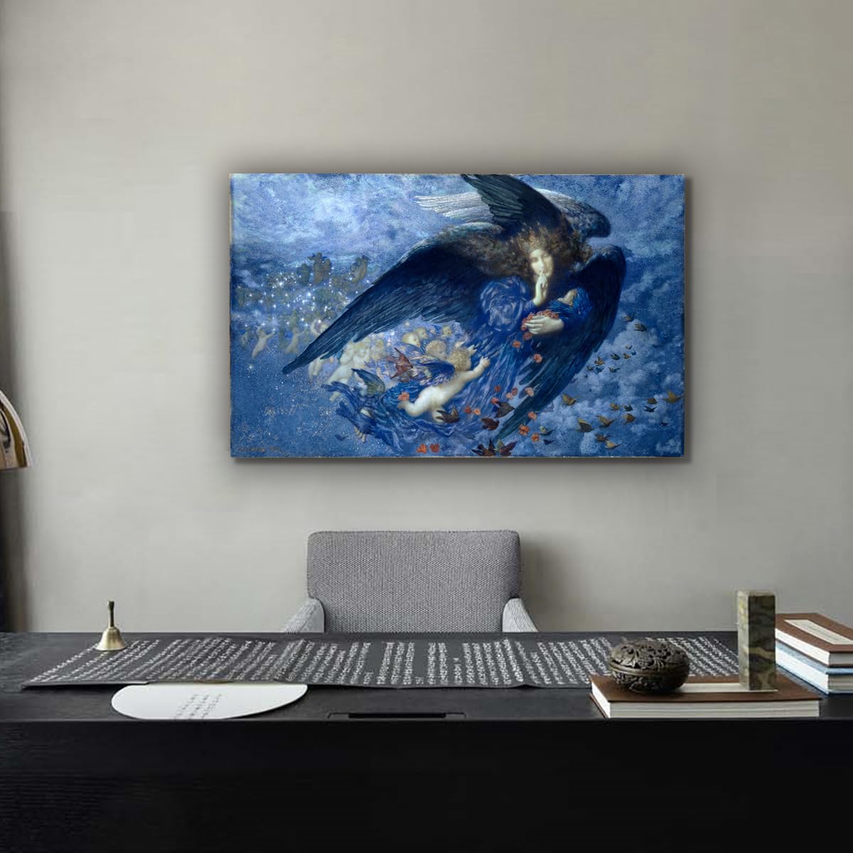 CHERHERART 'The Night with Her Train of Stars' płótno sztuka ścienna obraz kobiety i dzieci obraz na płótnie wydruki grafika do domu jadalni 50 x 90 cm