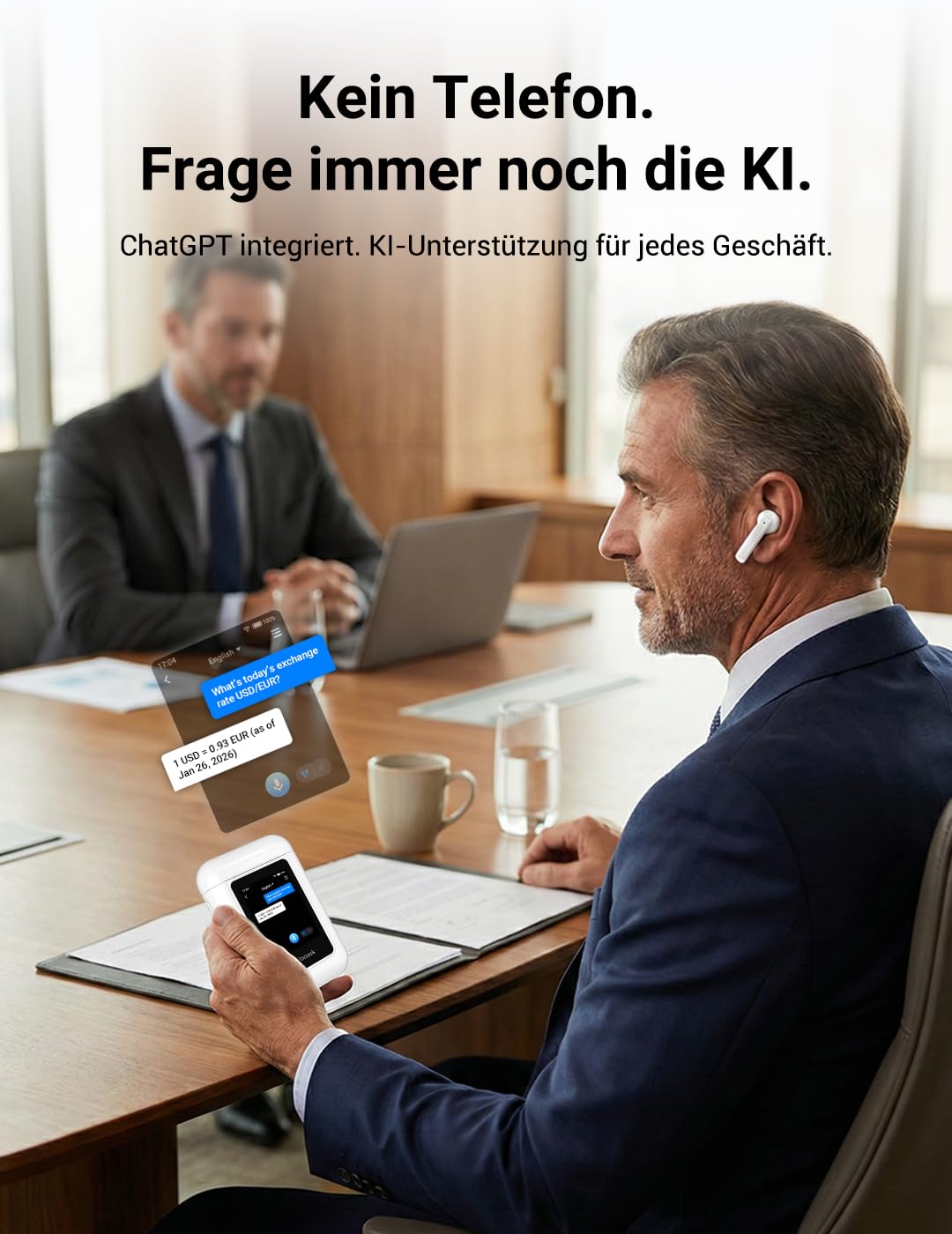 ANFIER A8 KI Übersetzer Kopfhörer, Offline AI Sprachübersetzer mit ChatGPT, Keine App Erforderlich, 16 Offline & 144 Online-Sprachen, Echtzeit Übersetzung für Geschäftsreisen Meeting Verhandlung, Weiß
