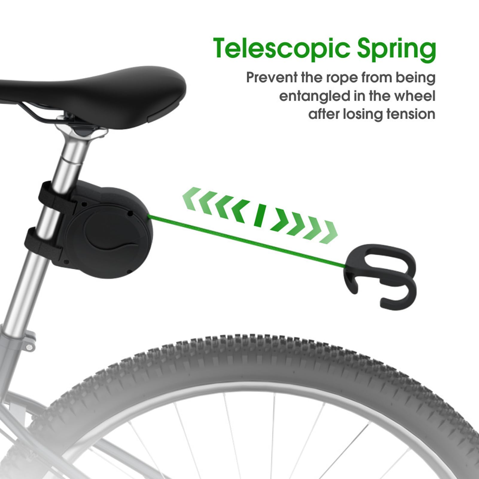 Traino bici bambino,Rimorchio bici bambini,Sistema di traino retrattile per bambini/adulti, Viene fornito con un guinzaglio in gomma super resistente e leggero da 2,6 m