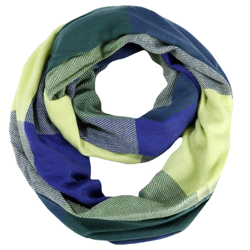 LA HAUTE Women's Checkered Infinity Loop Scarf with Zipper Pocket Secret Hidden Pocket Travel Cashmere Snood Shawl