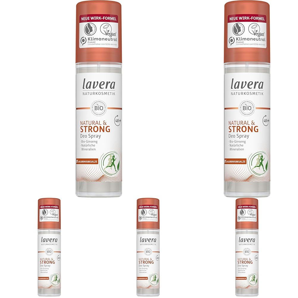 lavera Deo Spray NATURAL & STRONG 48+ h - vegan - Naturkosmetik - Bio-Ginseng & Natürliche Mineralien - Zuverlässiger Schutz für empfindliche Achselhaut -ohne Aluminium - 48 Stunden Deo Schutz - 75 ml