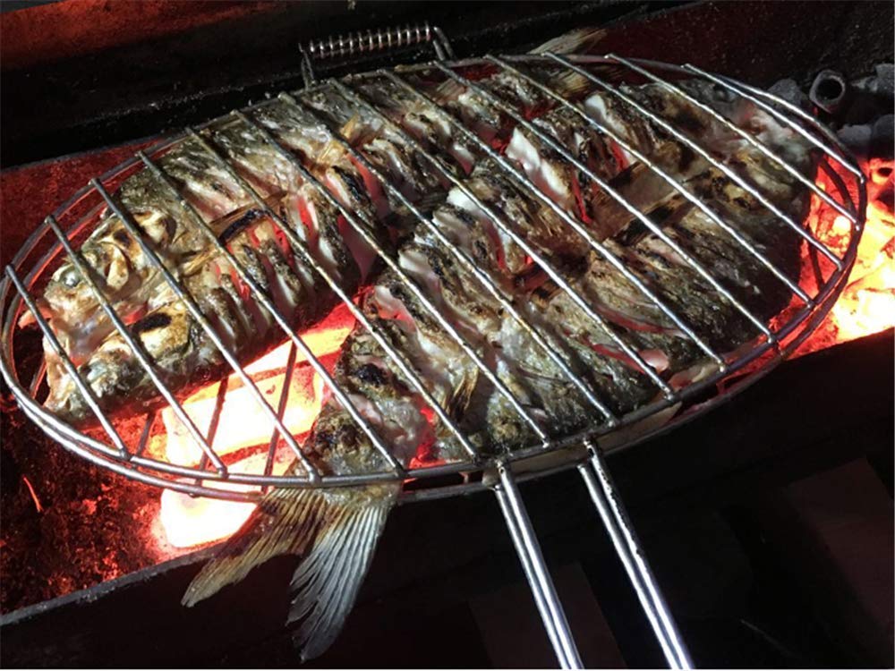 RWRAPS BBQ-Grillkorb, Barbecue-Grillkorb, Edelstahl-Clip für gegrillten Fisch, Bold, großer Clip für gegrillten Fisch, Outdoor-Grillwerkzeug, gegrillt, 3–6 Stück Fisch, BBQ