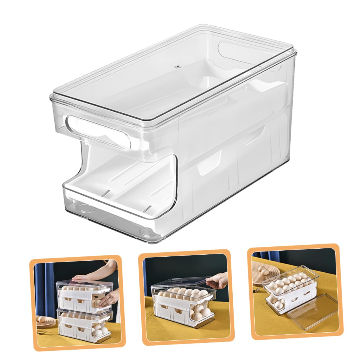 Hemobllo Eieraufbewahrungsbox Kühlschrank Transparente Stapelbare Eierhalterung Mit Doppeltem Schichtdesign Für Platzsparende Lagerung Und Einfache Entnahme Für Aufbewahrung Von Frischen
