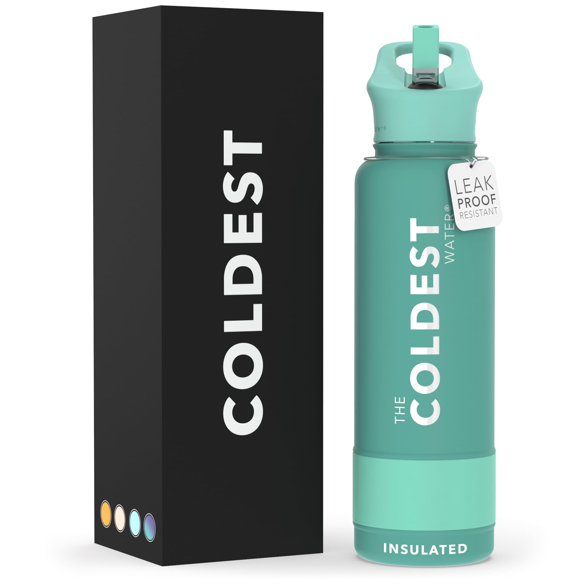 Coldest Insulated Water Bottle with Straw Lid - Stainless Steel Metal Insulated Bottle for Men & Women (Terraform Green, 40 oz) — image 1