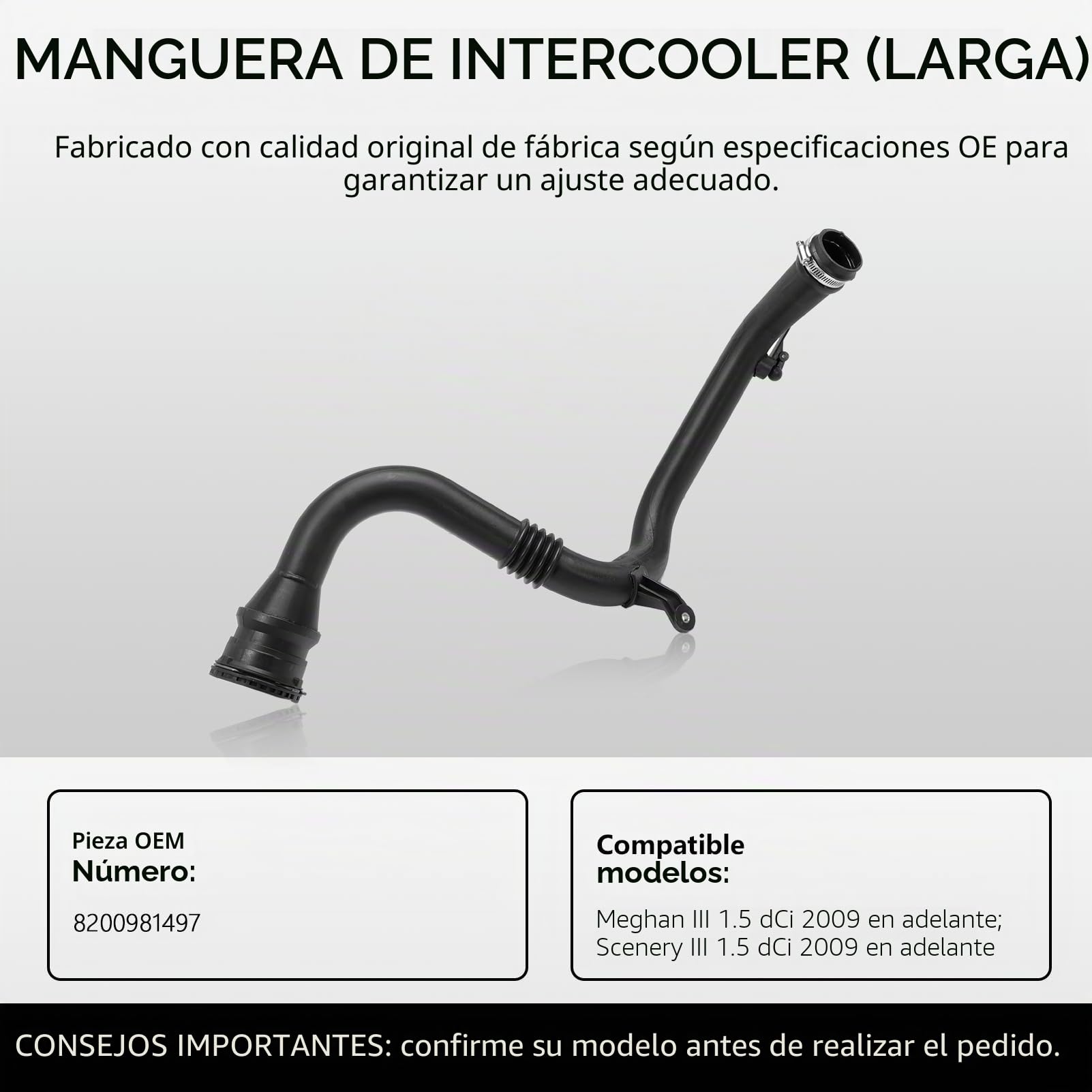 Turbo Intercooler Renault Megane 3 Scenic 3 1.5 dCi 2009-8200981497 Manguera Turbo Megane III SCENIC III 1.5 dCi