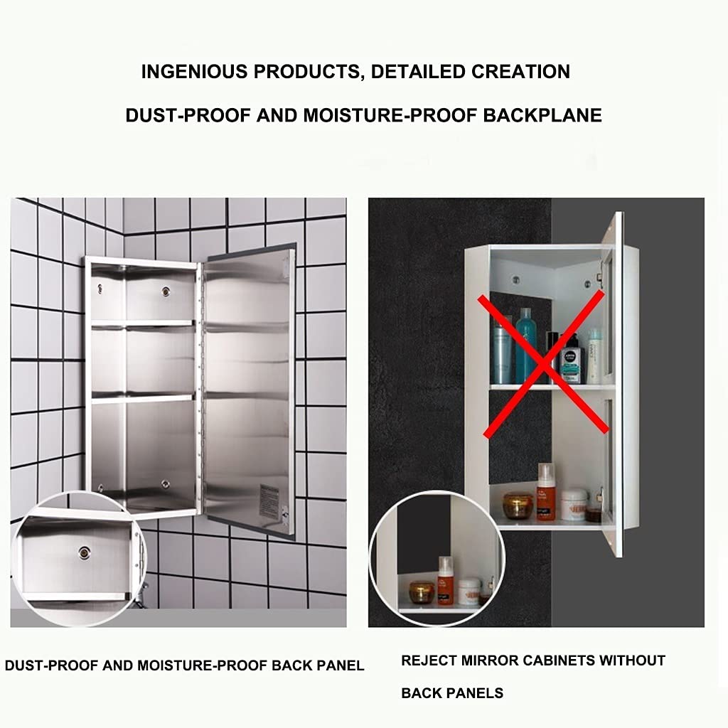 GArcan Gabinete con Espejo Triangular de Acero Inoxidable, gabinete con Espejo de Esquina para baño, gabinete de Almacenamiento de cosméticos para Esquina de Dormitorio con Espejo