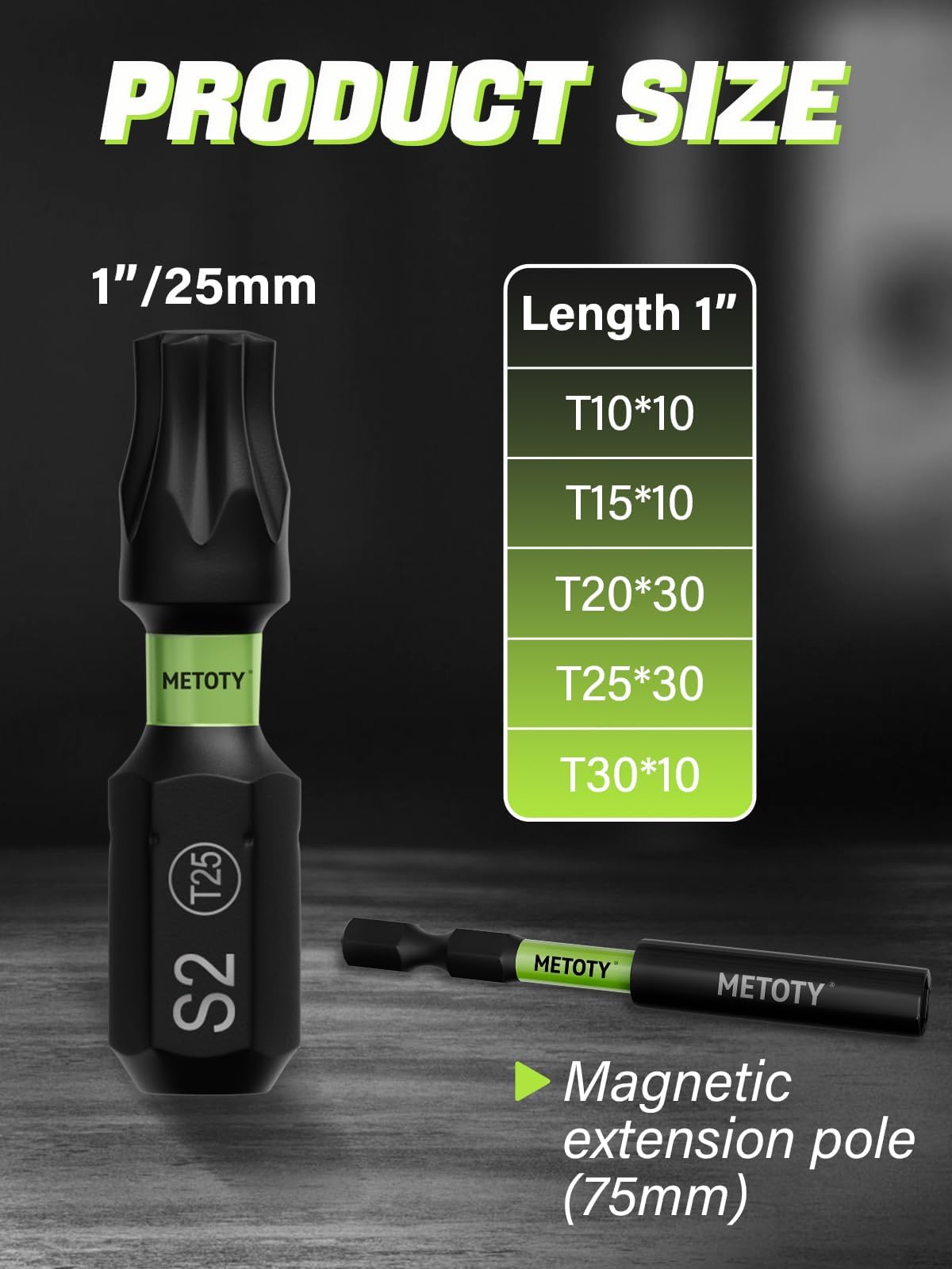 Lot de 91 embouts de tournevis à percussion magnétiques en acier S2 creux Torx T10/T15/T20/T25/T30 en longueur de 25 mm, équipés d'un poteau d'extension magnétique et d'une base de rangement