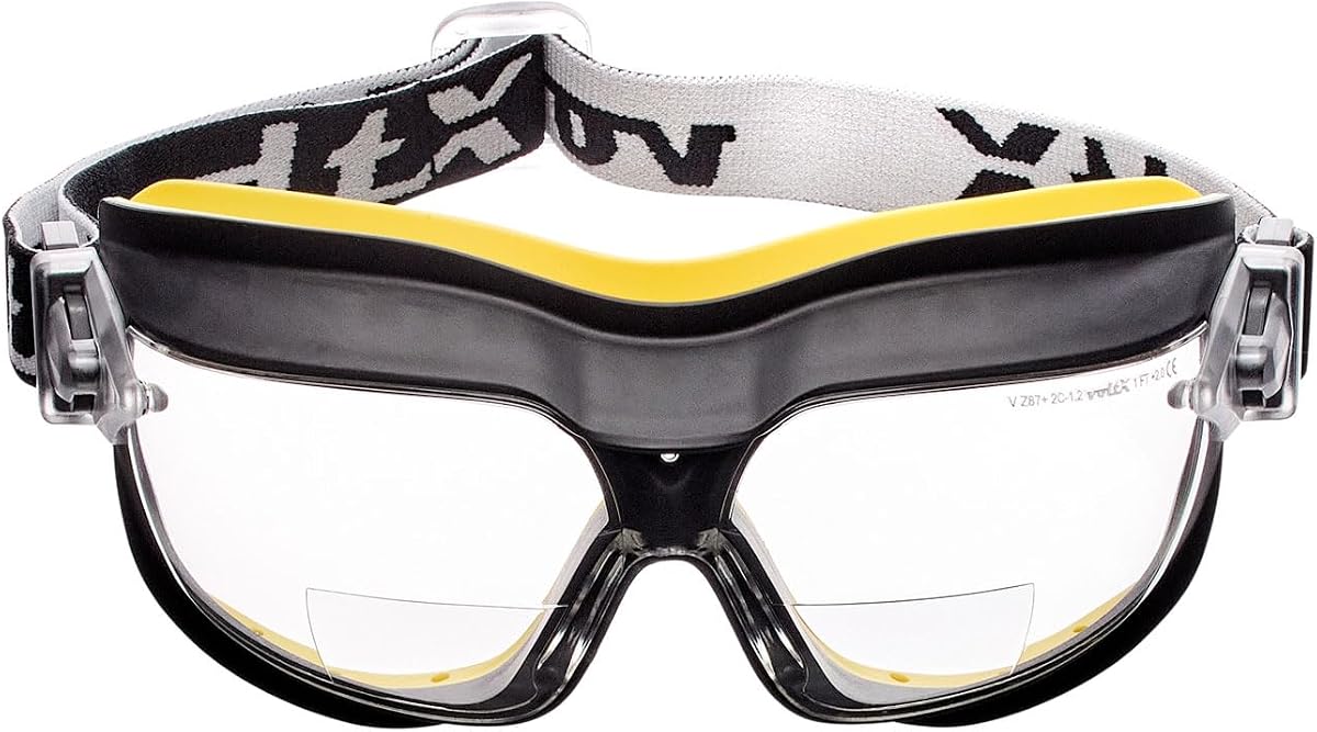 VoltX GT DEFENDER Gafas de seguridad bifocales transparentes ventiladas +2.0 dioptrías | Certificado ANSI Z87.1 y CE EN166FT. Lente transparente antivaho UV400. Diseño compacto y ventilado para comodidad durante todo el día.