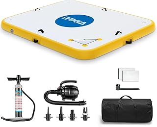 Floating Dock - 8ft × 5ft Inflatable Dock Floating Platform for Lakes 6 Inch Thick, Inflatable Island Water Floating Mats for Boating, River, Pool, Ocean - Inflatable Raft with Electric Air Pump