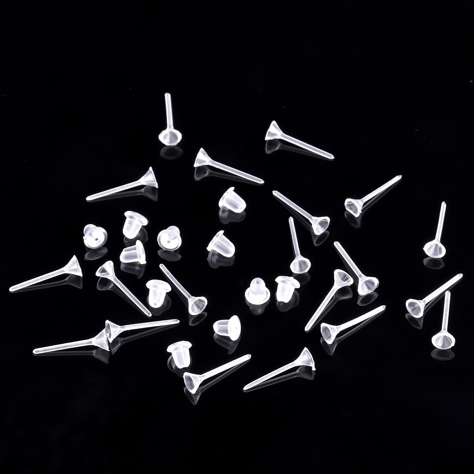 KINBOM 100 par Plastikowe Przezroczyste Kolczyki, Plastic Earring Backs Plastikowe Kolczyki Pocztowe Clear Earring Back Przezroczyste Kolczyki do Sportu Kobiet Mezczyzn Kolczyków DIY,4mm kielichowy