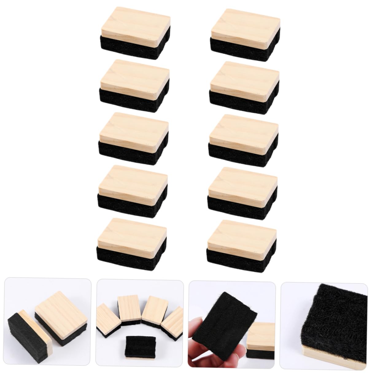 VILLCASE 5 Sätze Radiergummi Whiteboard-radierer Weiße Tafel Kreidereiniger Mini-tafellöscher White Board Teller Weiß Tragbarer Tafelradierer Mini-trockenradierer Hölzern 10 Stücke * 5