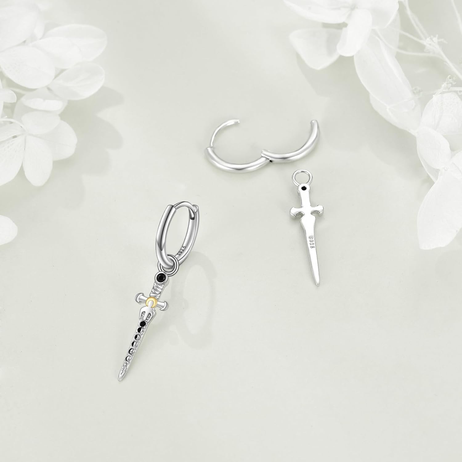 Sword Drop Earrings 925 Sterling Silver Dagger Hoop Dangle Earrings Viking Jewelry Gift for Women Men - Image 4