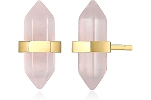 18K Gold Plated Sterling Silver Healing Crystal Quartz Stud Earrings