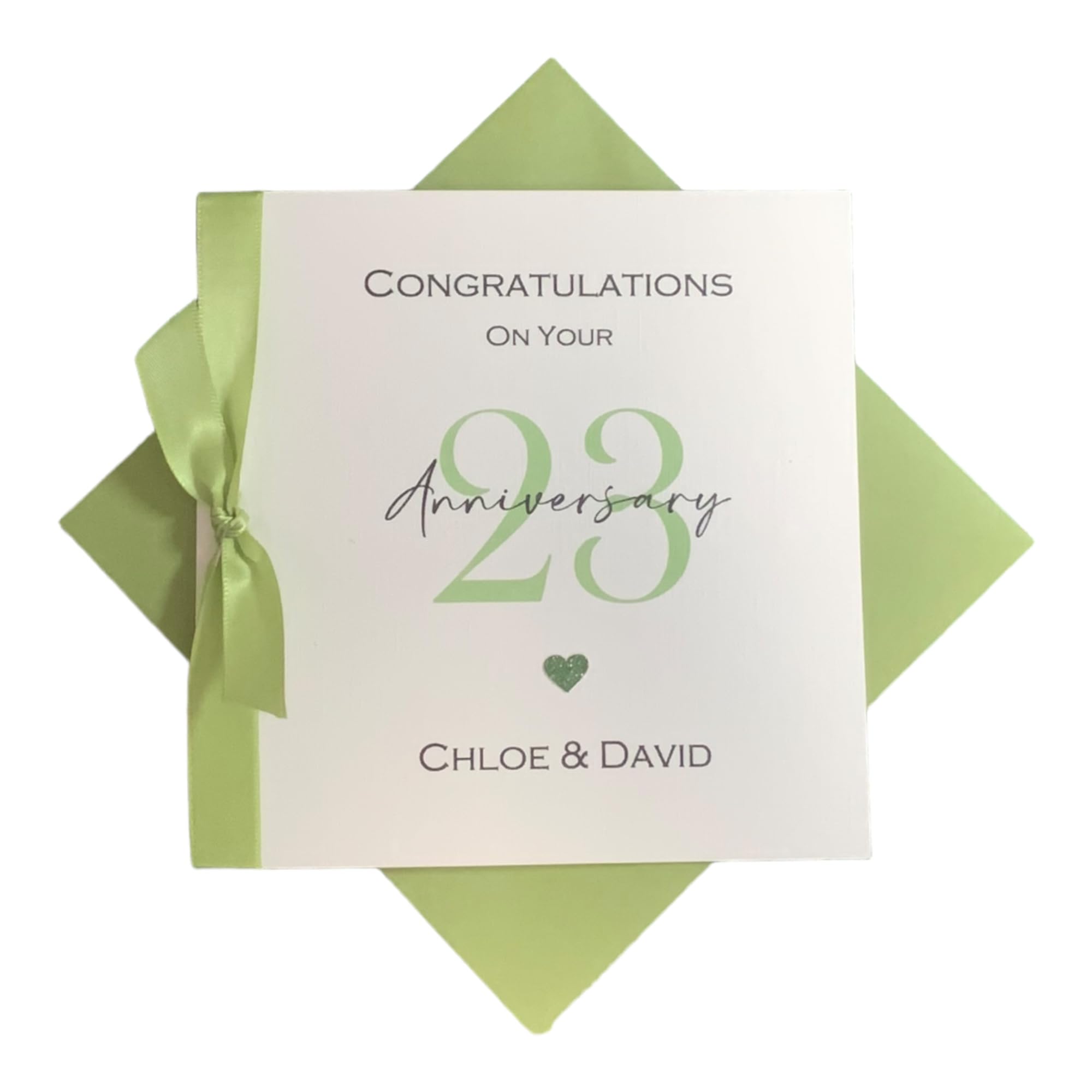23rd Wedding Anniversary Card - Silver Plate 23 Year Twenty Third Anniversary Greeting Card, Personalised Gift for Wife, Husband, Parents, Couple Friends - Various Designs (Ribbon Number)