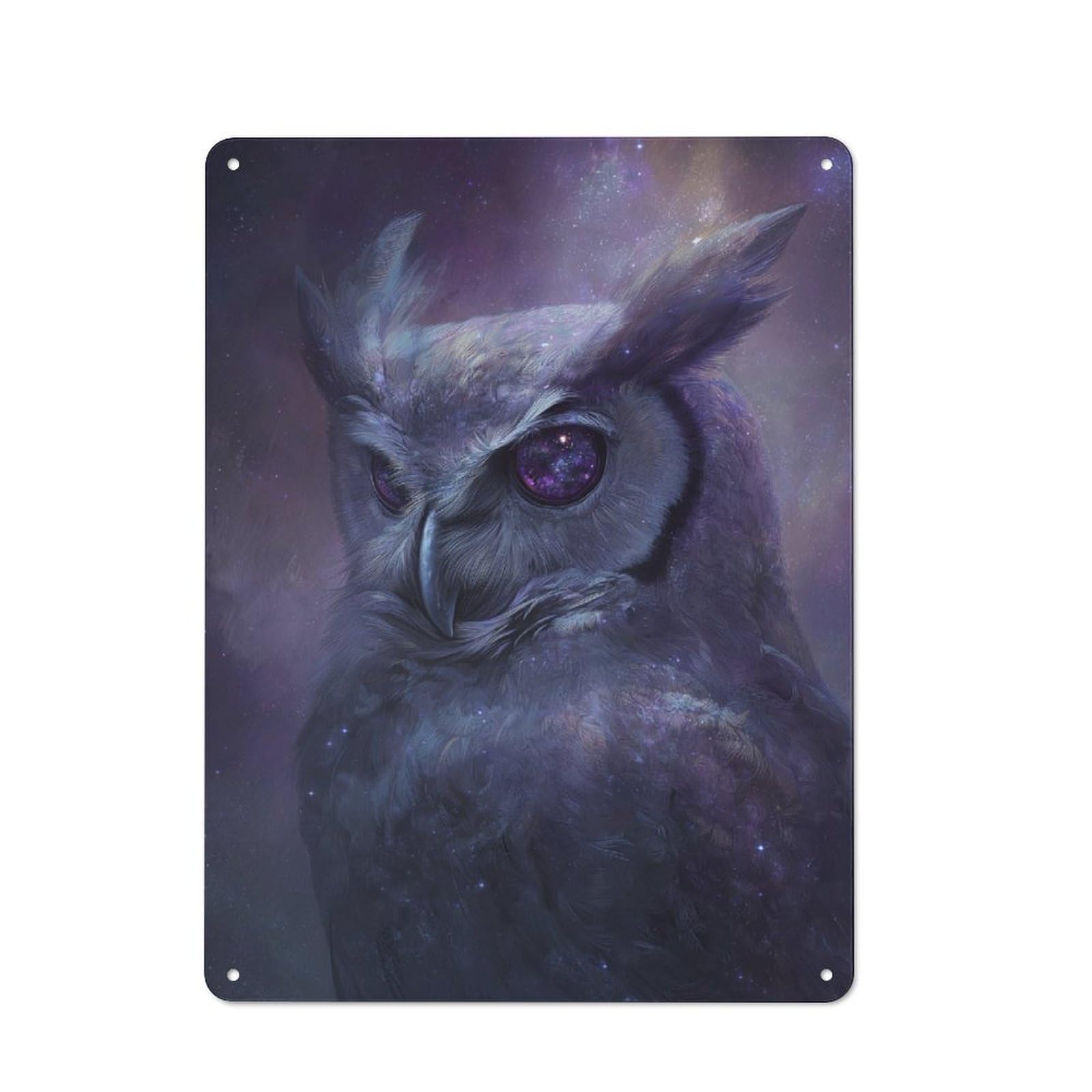 Junmoney Starry Owl Gaze Retro Metal Wall Sign 40X30cm With For Home Bar Wall, A Housewarming Gift For Hosts Who Enjoy Retro Interiors