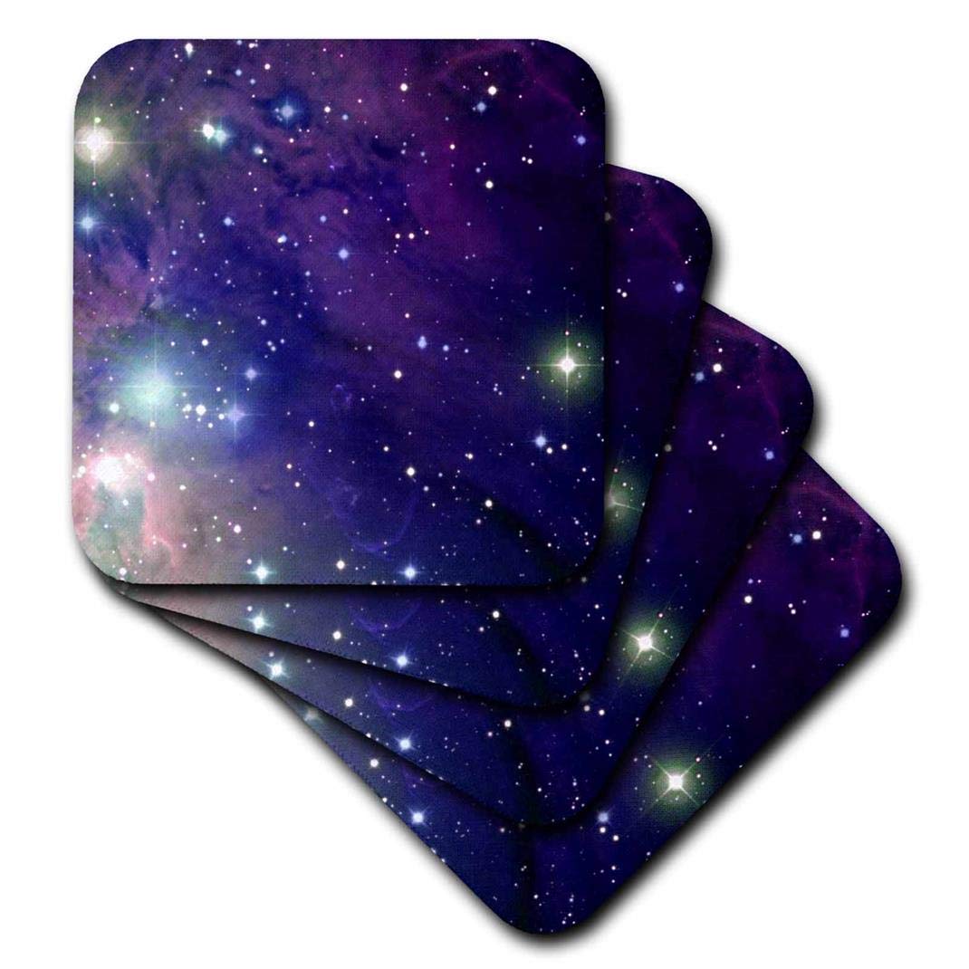 3dRose CST_112992_1 Cool Outer Space Stars and Planets Dark Blue Design-Science Fiction Sci-Fi Geek Astronomy Nerd-Soft Coasters, Set of 4