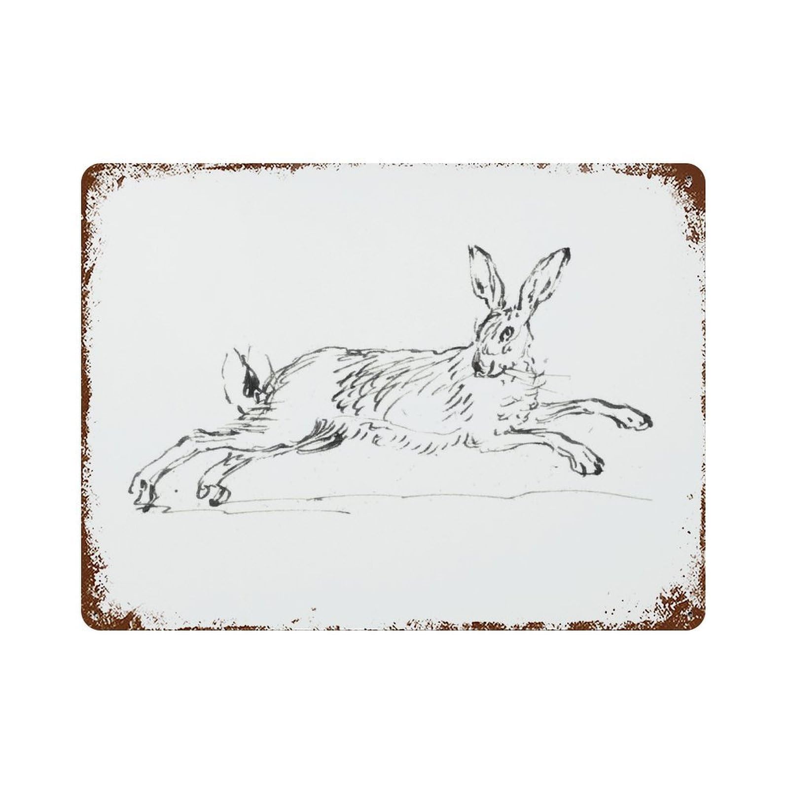 xiaoxiaoshen Bunny Print Vintage Rabbit Wall Decor Art Metal Tin Poster Modern Home Decor Art Home Bar Shop Decorations Vintage Sign 30x40cm