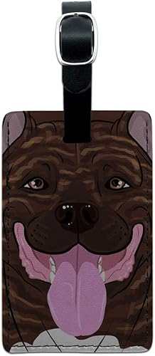 Pit Bull Brindle - Etiqueta de identificación de equipaje de piel para perro de Pitbull American Staffordshire Terrier