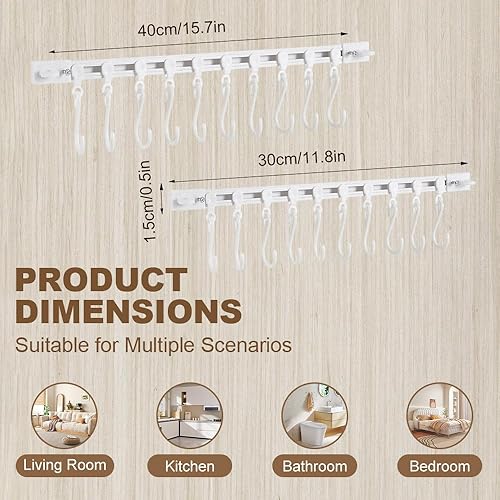 Miniatura 7 de Gancho multifuncional para riel deslizante, estante colgante de utensilios de cocina, colgador montado en la pared, soporte para utensilios de